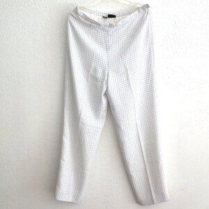 Rafaella, white & black plaid print long pants, double layers, zipper on side